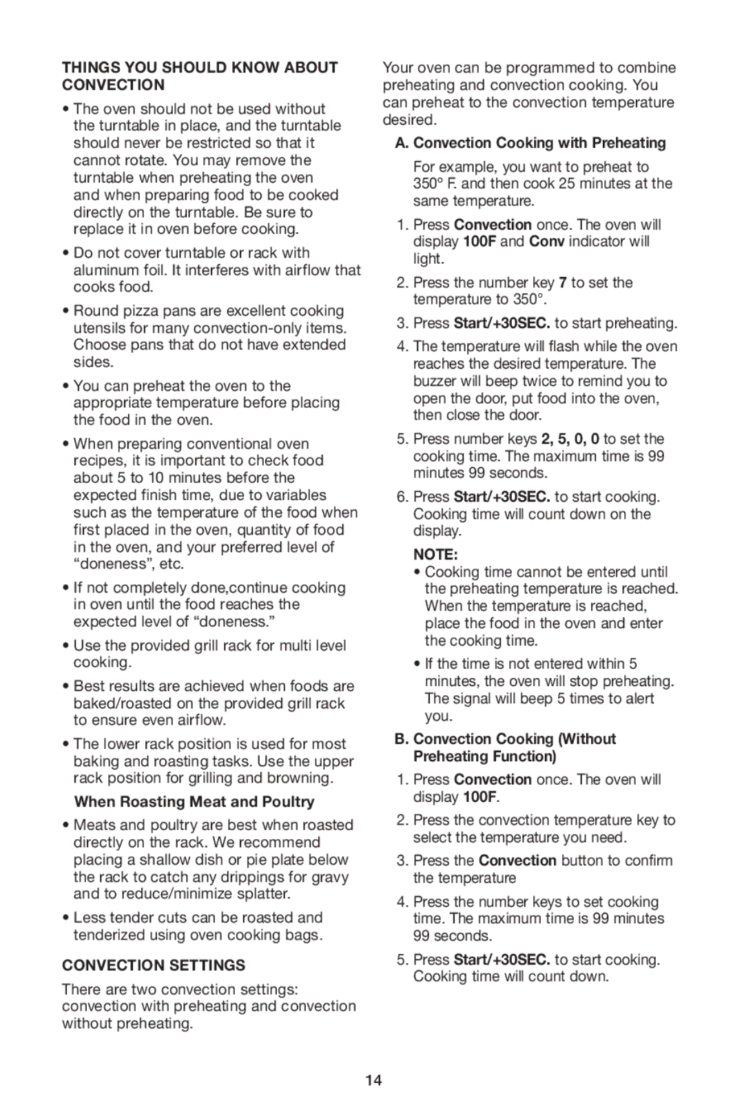 Cuisinart IB-8084 manual Things YOU should Know about Convection, When Roasting Meat and Poultry, Convection Settings 