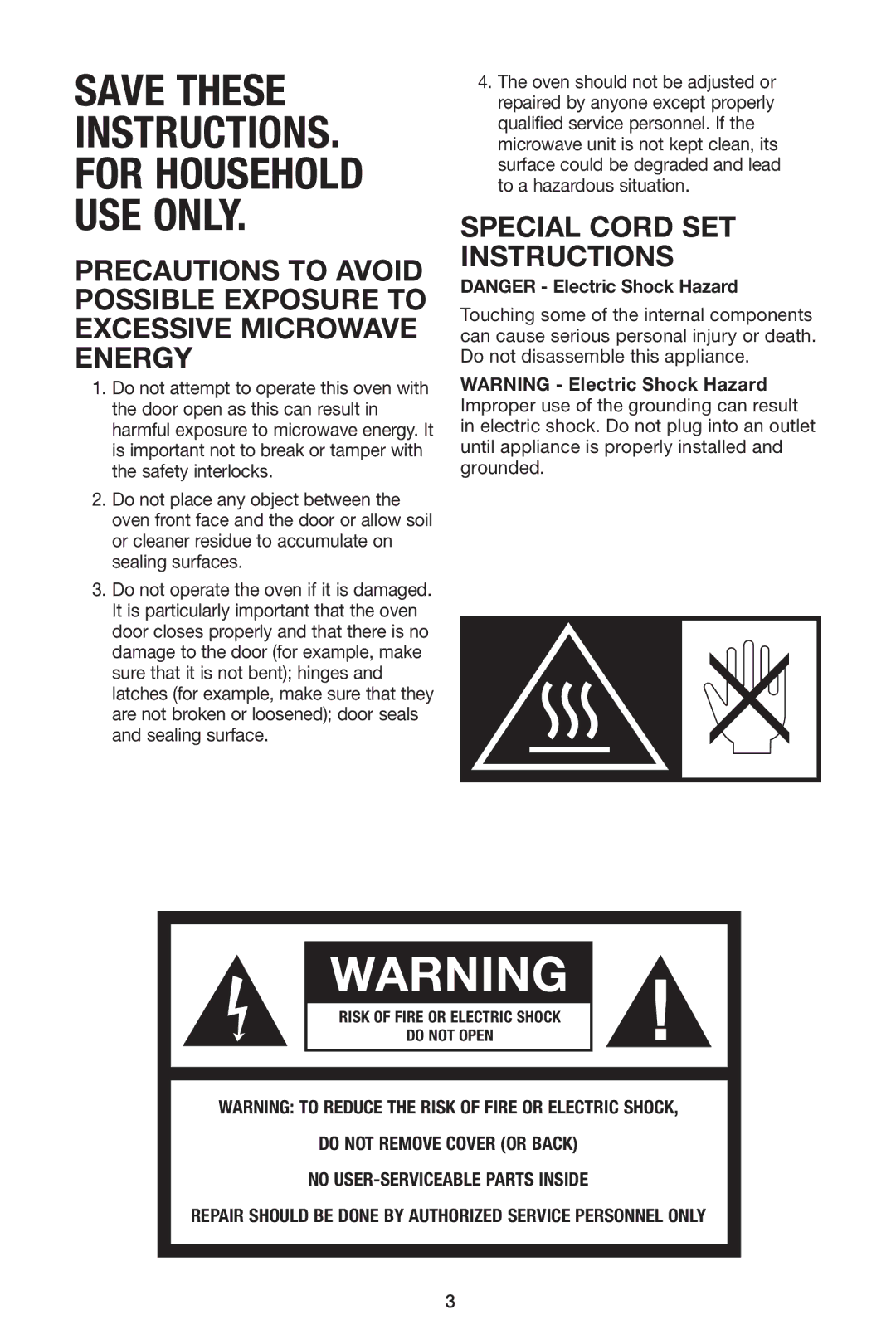 Cuisinart IB-8084 manual Save These INSTRUCTIONS. for Household USE only 