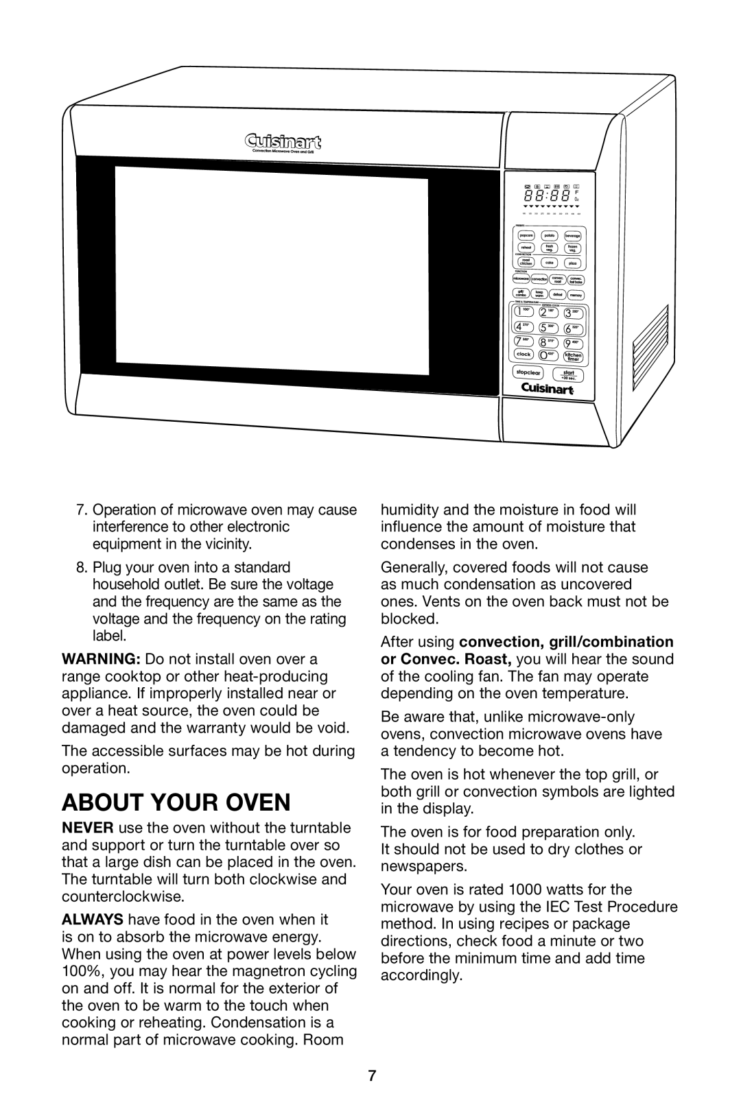 Cuisinart IB-8084 manual About Your Oven 