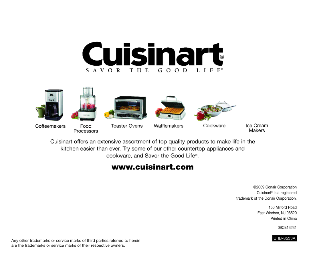 Cuisinart IB-8533A, CBT-700 Series, CBT700, 09CE13231 manual Makers 