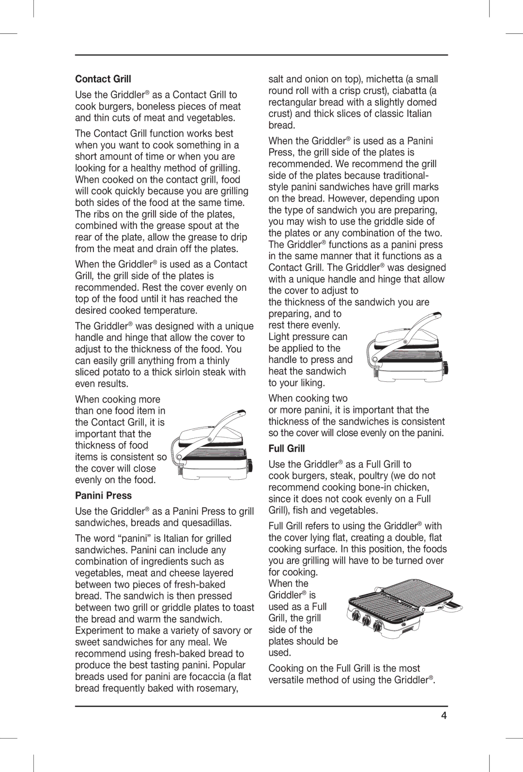 Cuisinart GR-4N, IB-8999A manual Contact Grill 