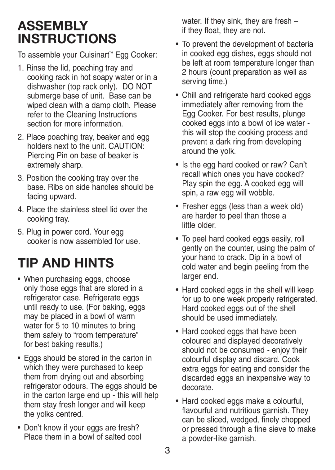 Cuisinart IB-BIO51 manual Assembly Instructions, TIP and Hints 