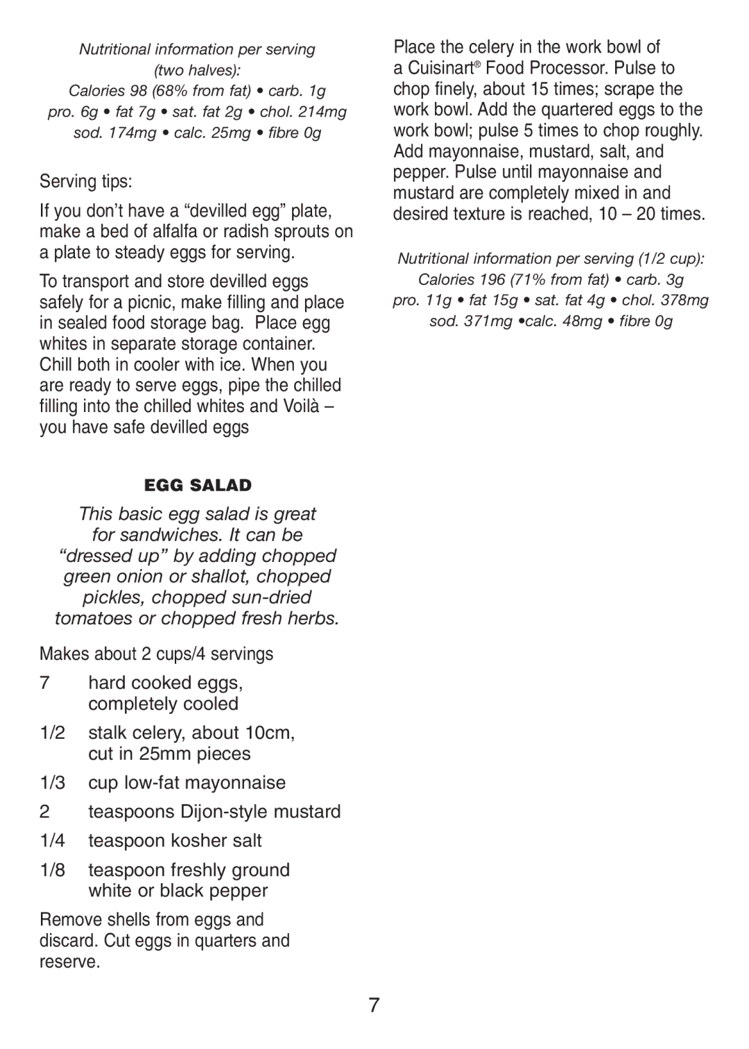 Cuisinart IB-BIO51 manual Serving tips, This basic egg salad is great For sandwiches. It can be 