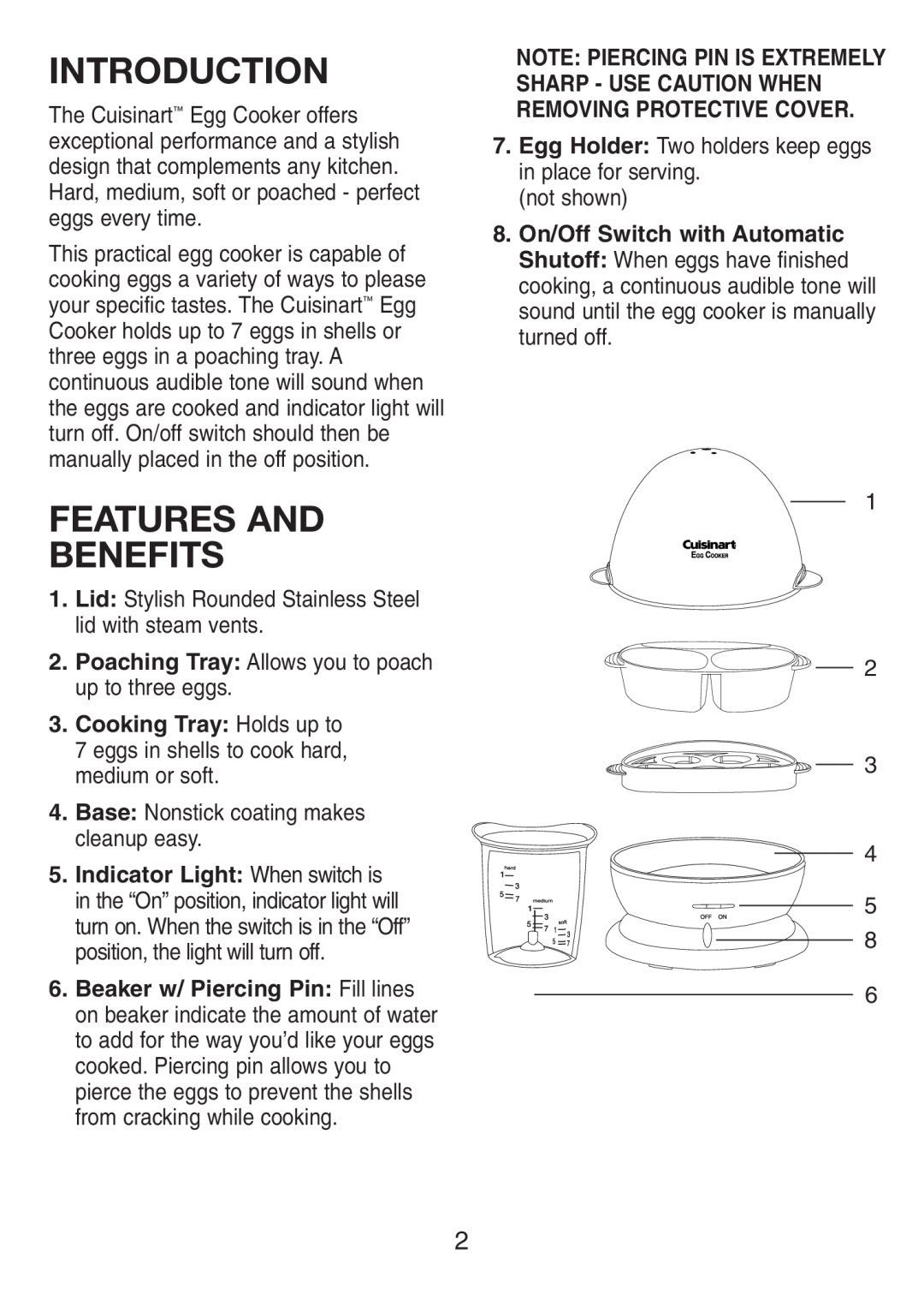 Cuisinart IB-BIO51 manual Introduction, Features And Benefits, Lid Stylish Rounded Stainless Steel lid with steam vents 