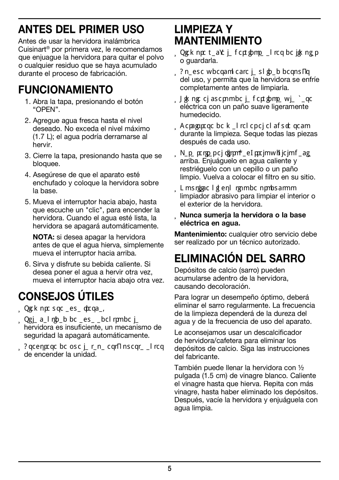 Cuisinart JK-17 Antes DEL Primer USO, Funcionamiento, Consejos Útiles, Limpieza Y Mantenimiento, Eliminación DEL Sarro 