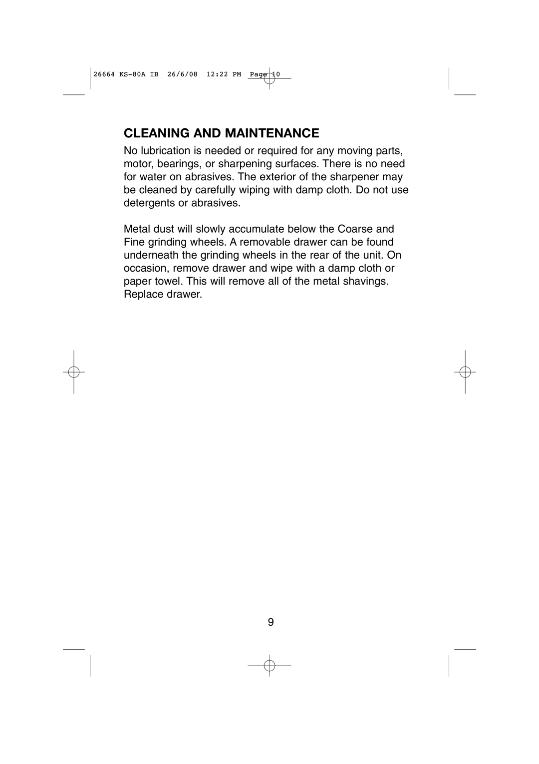 Cuisinart KS-80A manual Cleaning and Maintenance 