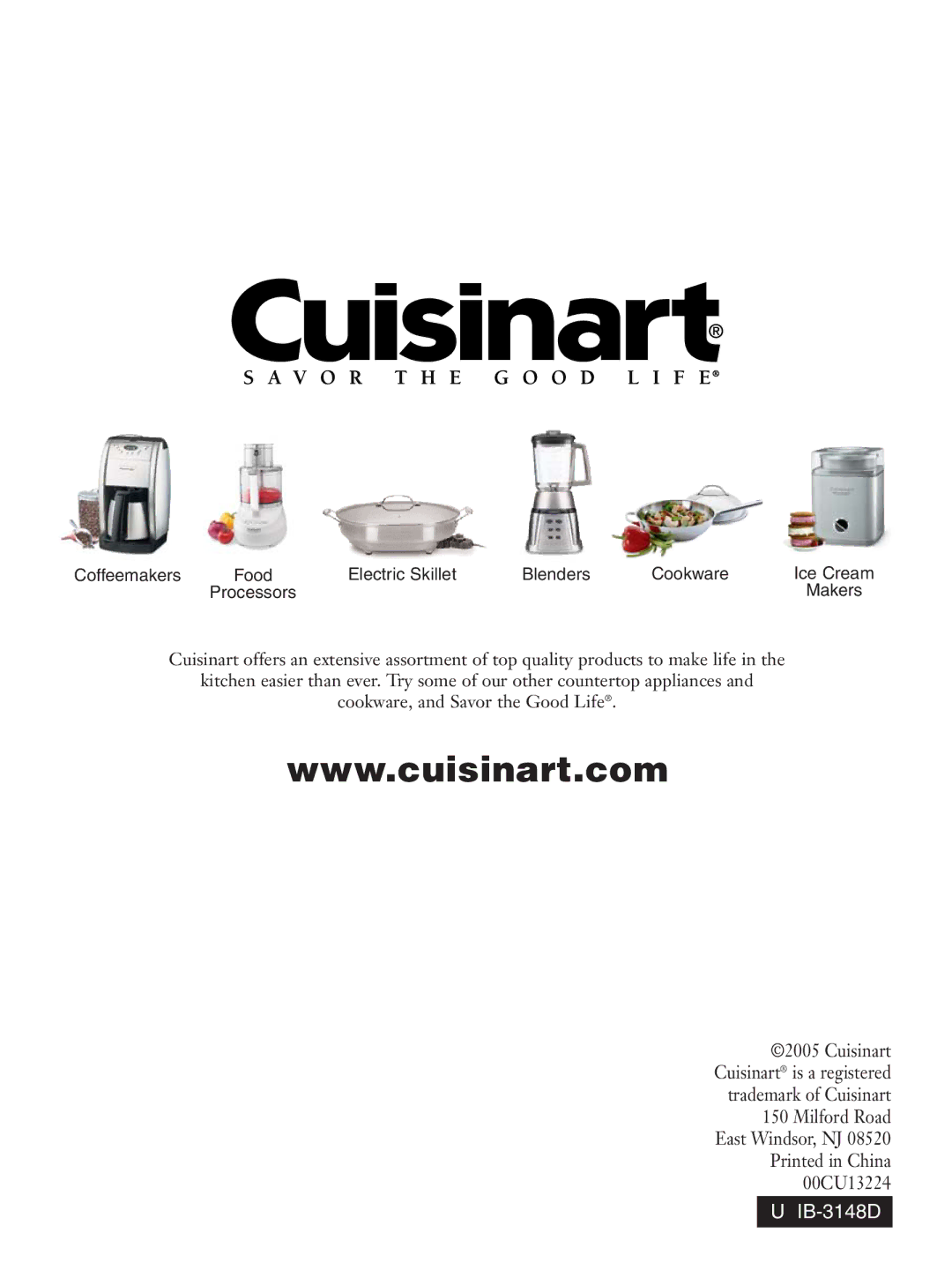 Cuisinart KUA-17 manual IB-3148D 