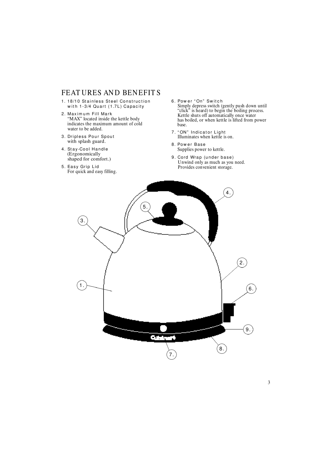 Cuisinart KUA-17C manual Features and Benefits 