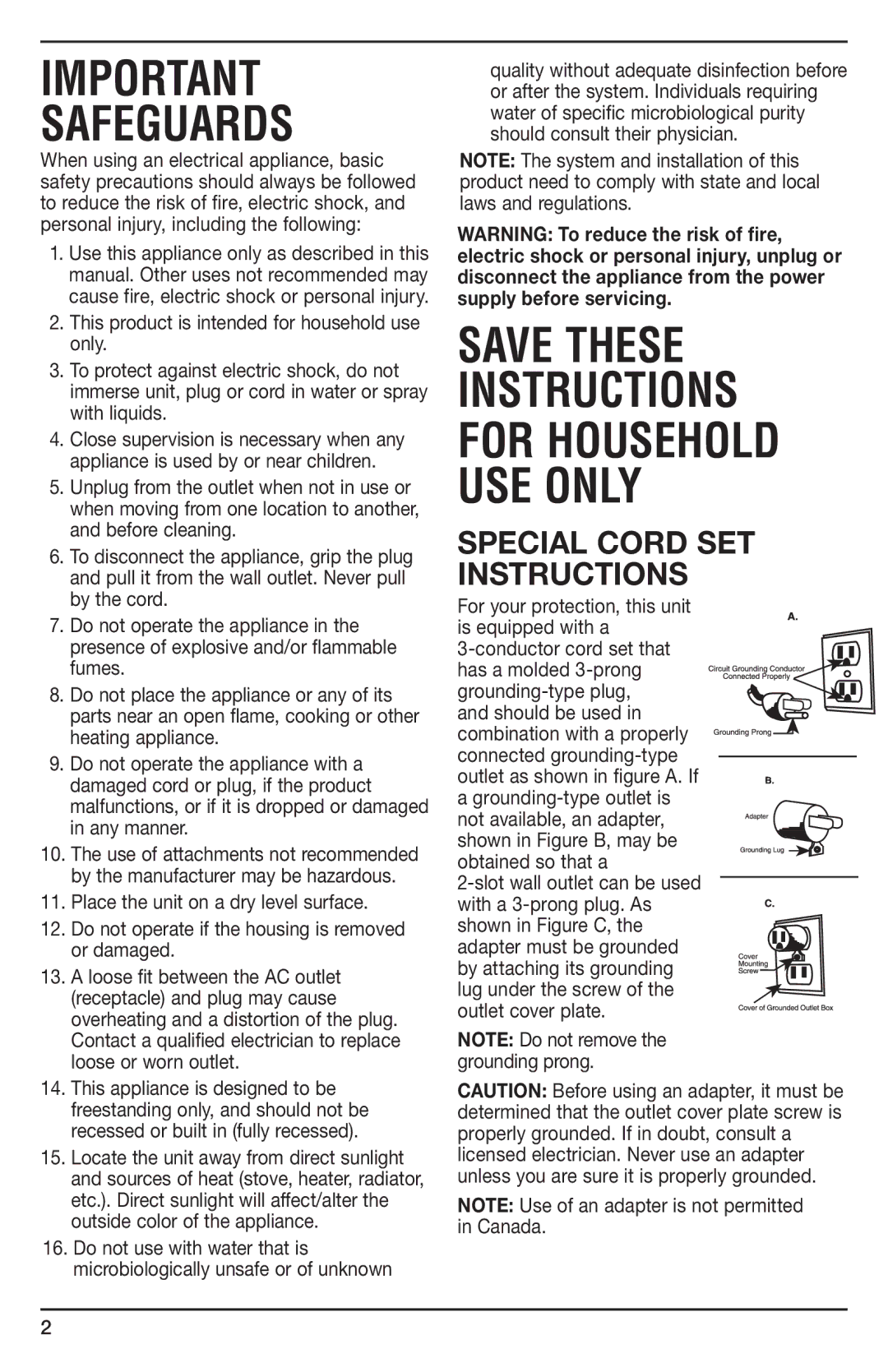 Cuisinart WCH-1500, KWE0003IB-1B1 manual Special Cord SET Instructions, For your protection, this unit is equipped with a 