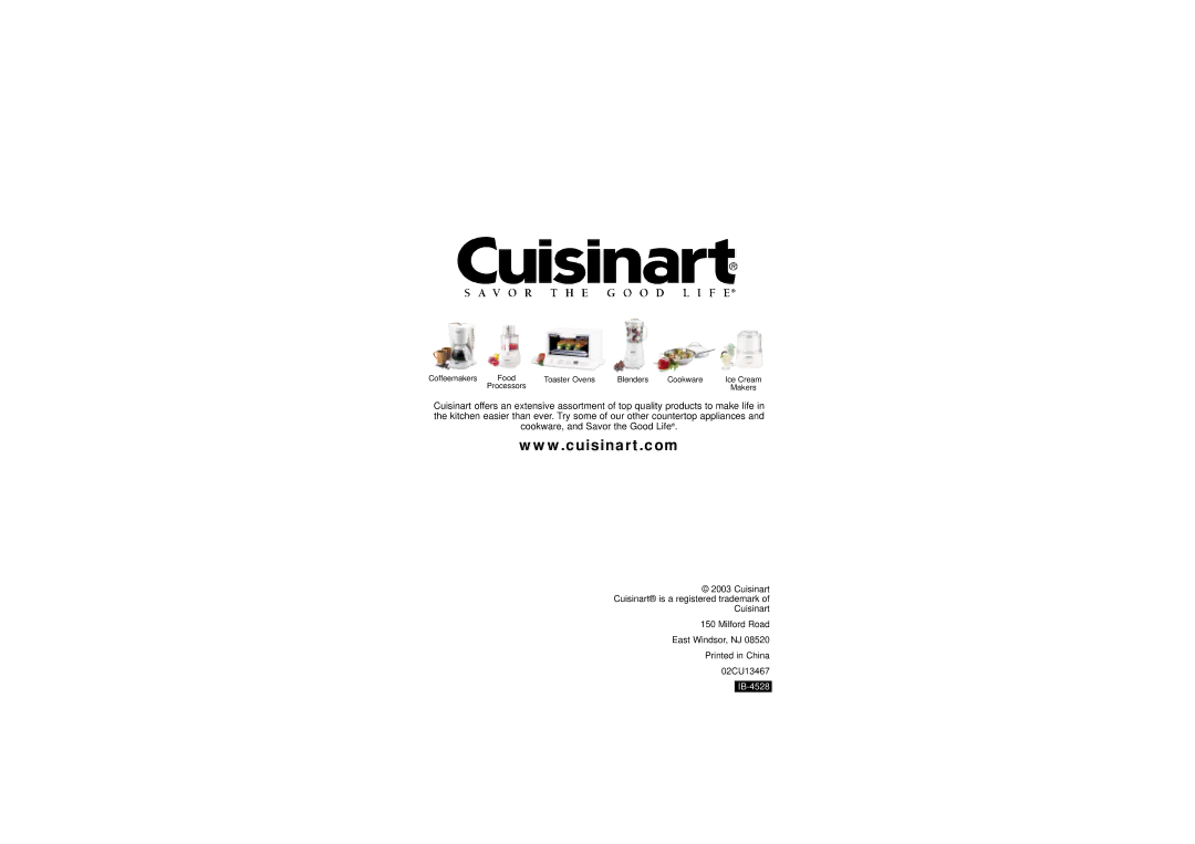 Cuisinart LPP manual IB-4528 