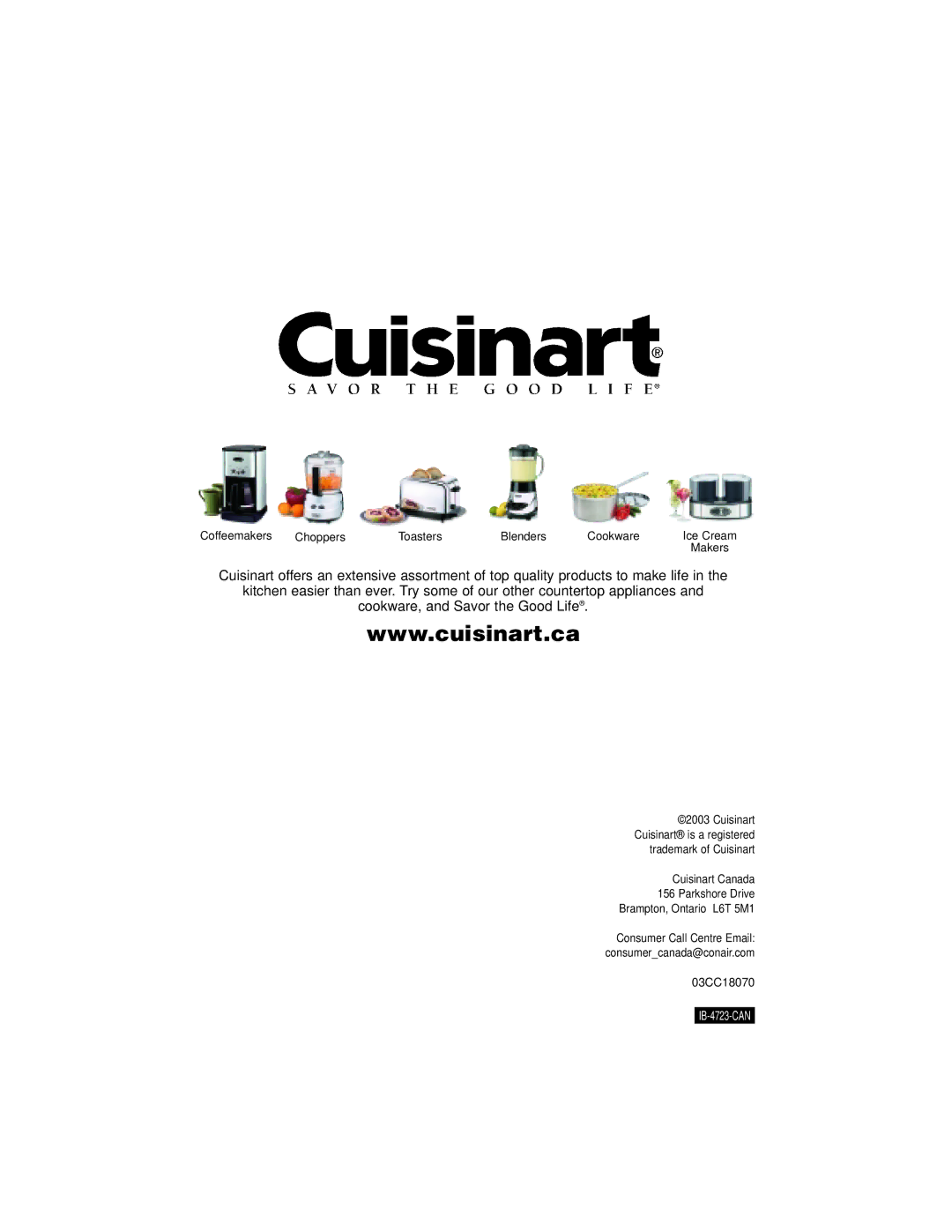 Cuisinart MP-14C manual IB-4723-CAN 