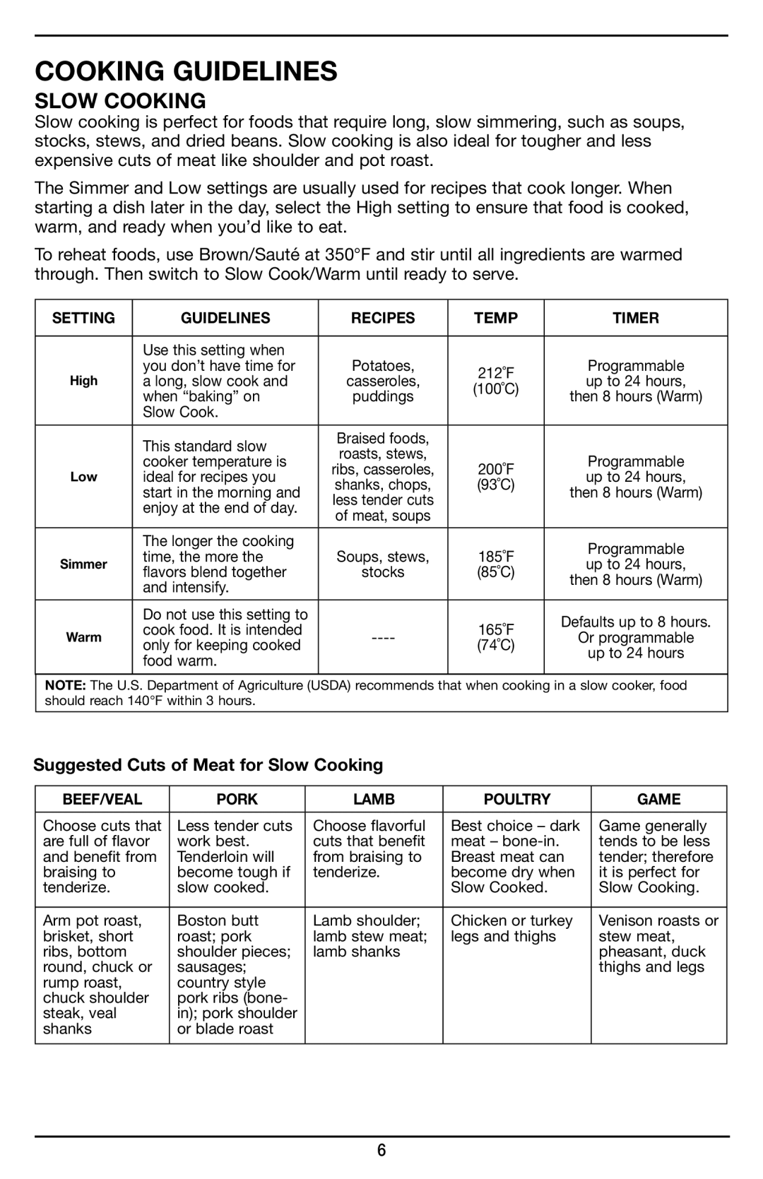 Cuisinart MSC-600 manual Cooking Guidelines 