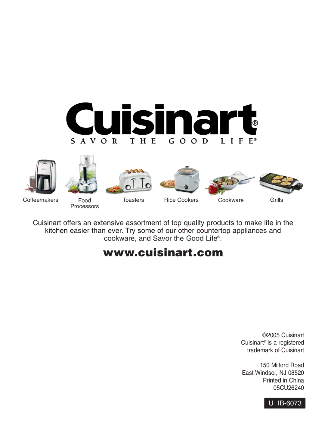 Cuisinart PRC-4 manual IBIB-6073 