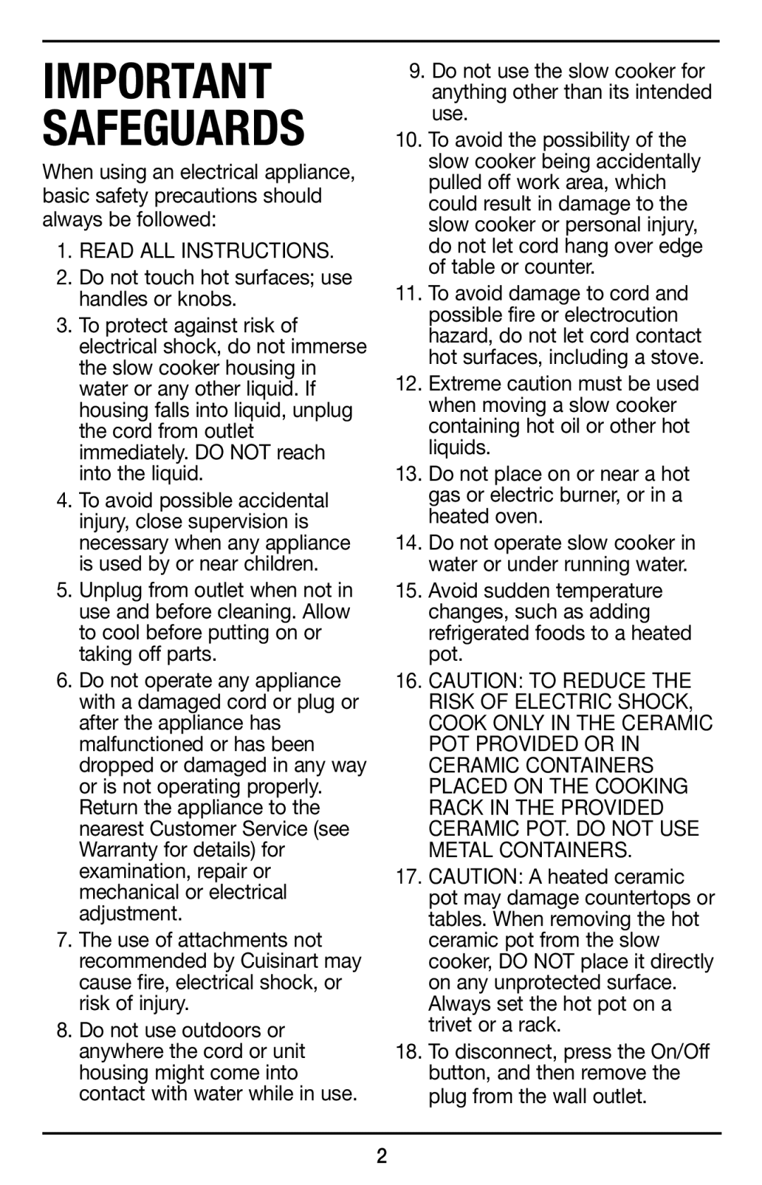 Cuisinart PSC-350 manual Important Safeguards 