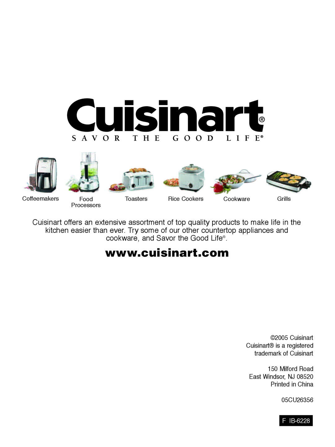 Cuisinart RK-17 manual IB-6228 