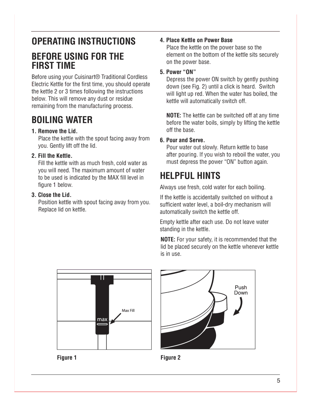 Cuisinart RK-17C manual Before Using for the First Time, Boiling Water, Helpful Hints 