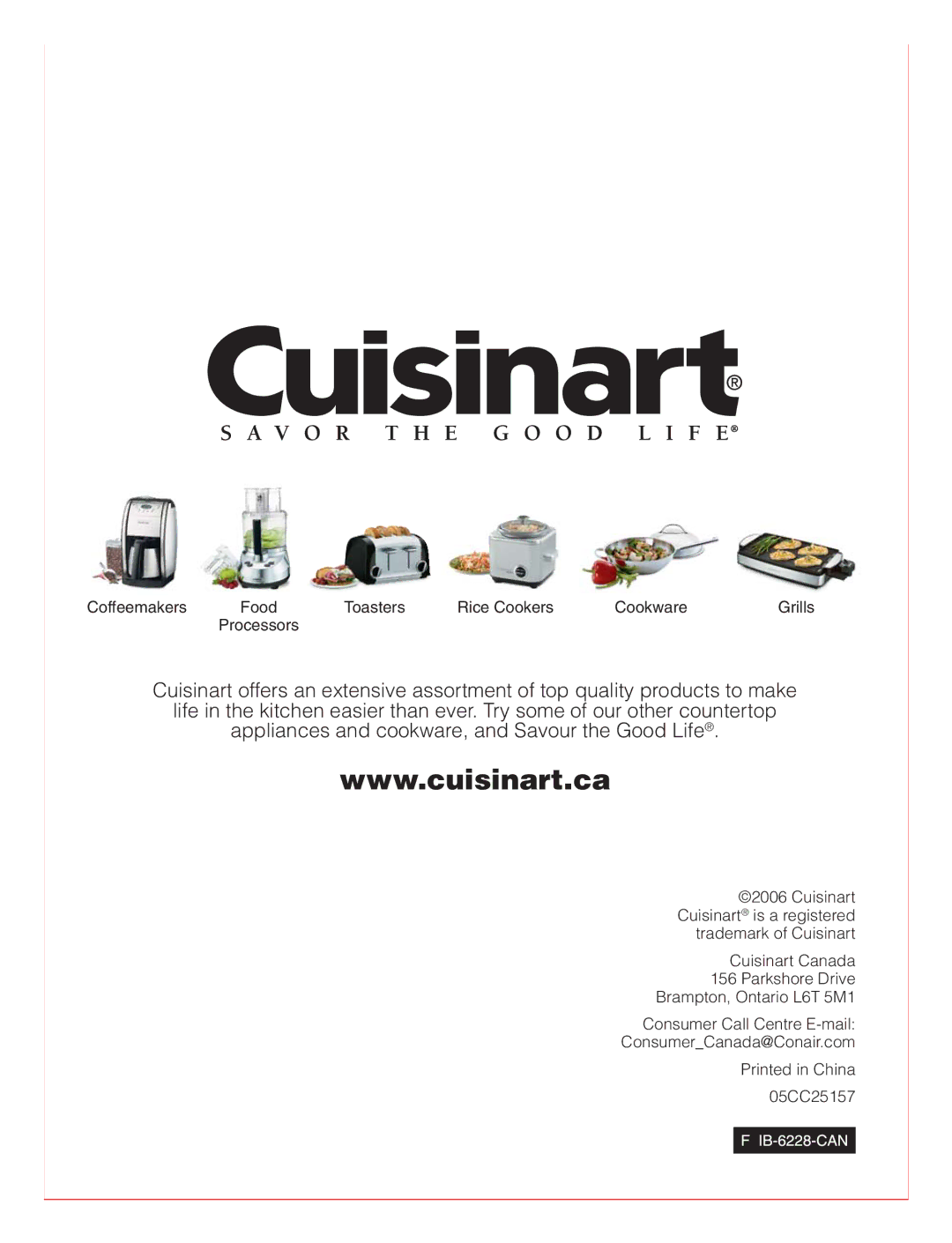 Cuisinart RK-17C manual Coffeemakers Food Toasters Rice Cookers Cookware Grills 