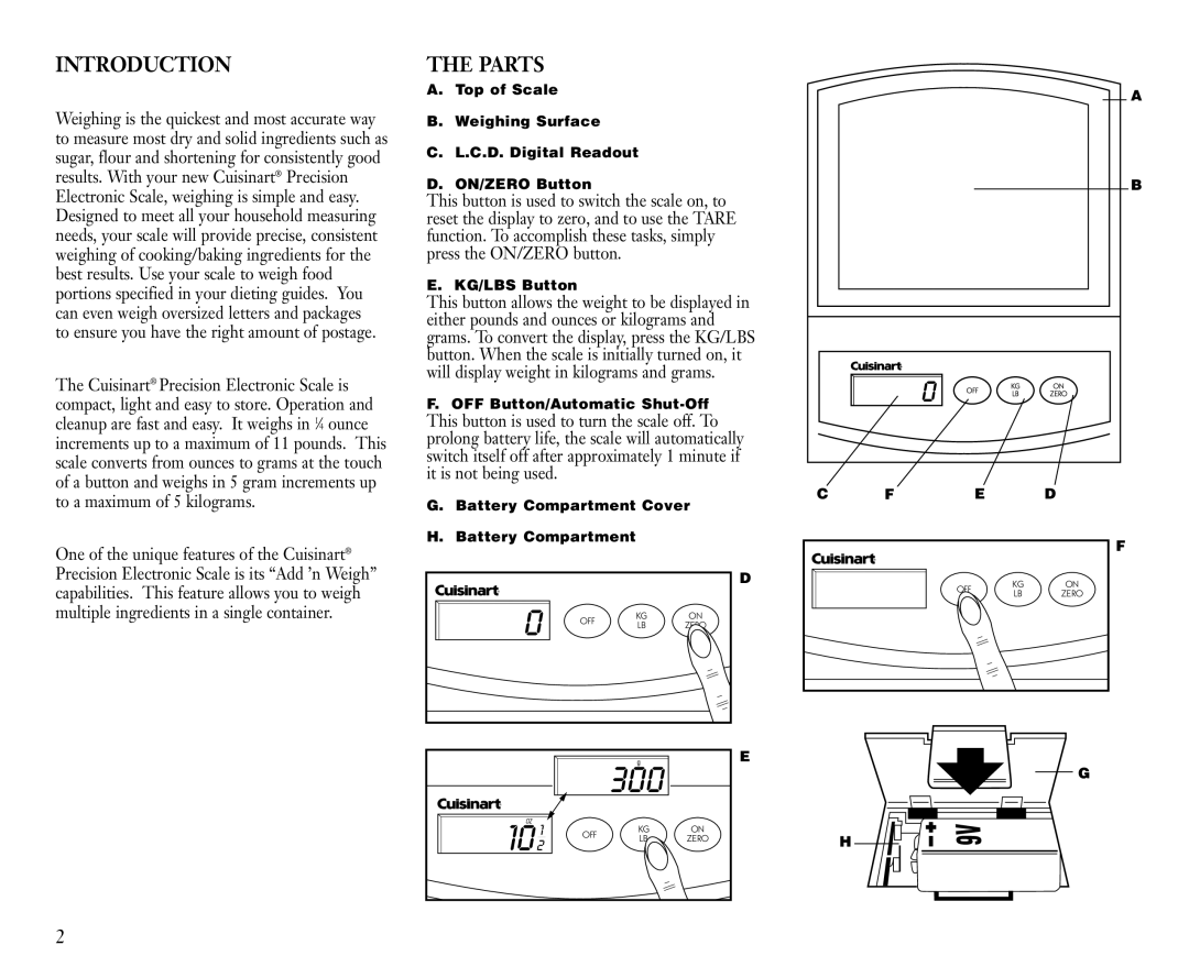 Cuisinart SA-110AC manual Introduction, Parts 