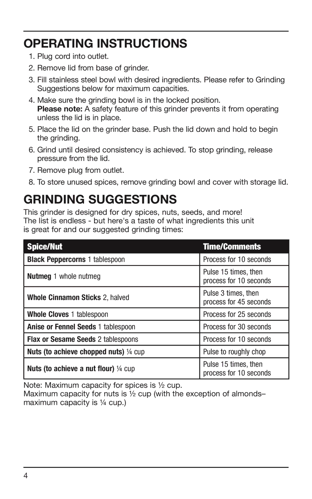 Cuisinart SG-10 manual Operating Instructions 