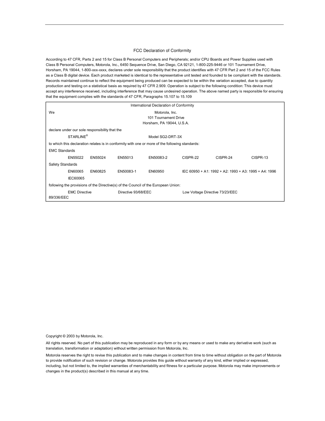 Cuisinart SG2-DRT-3X operation manual FCC Declaration of Conformity 