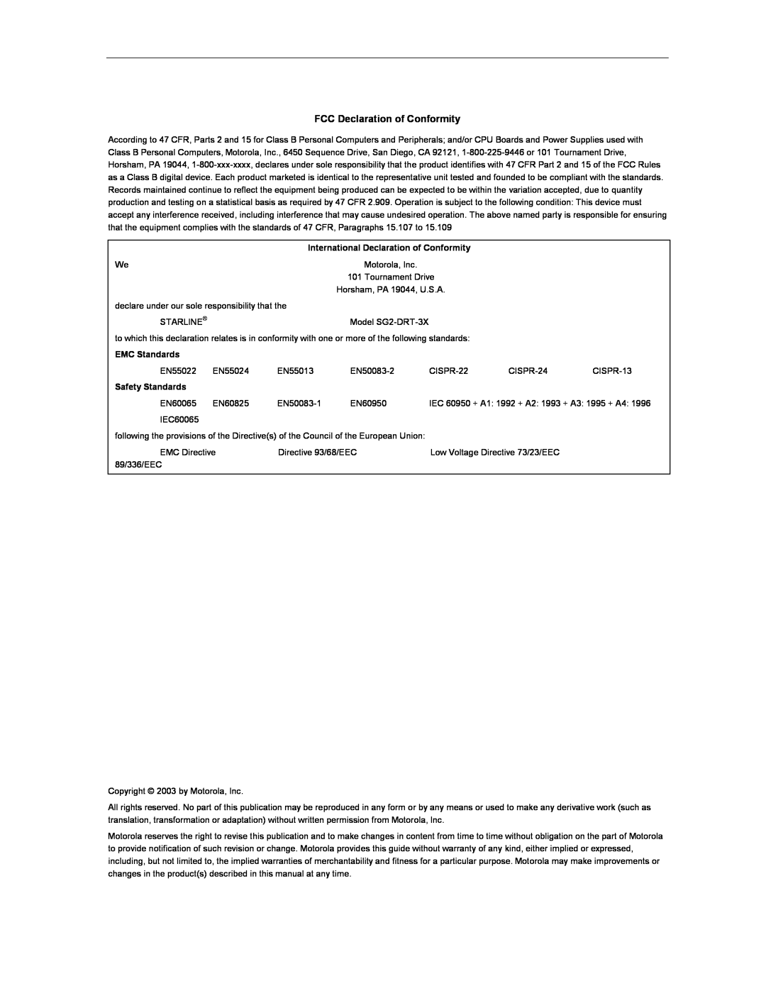 Cuisinart SG2-DRT-3X operation manual FCC Declaration of Conformity, International Declaration of Conformity, EMC Standards 