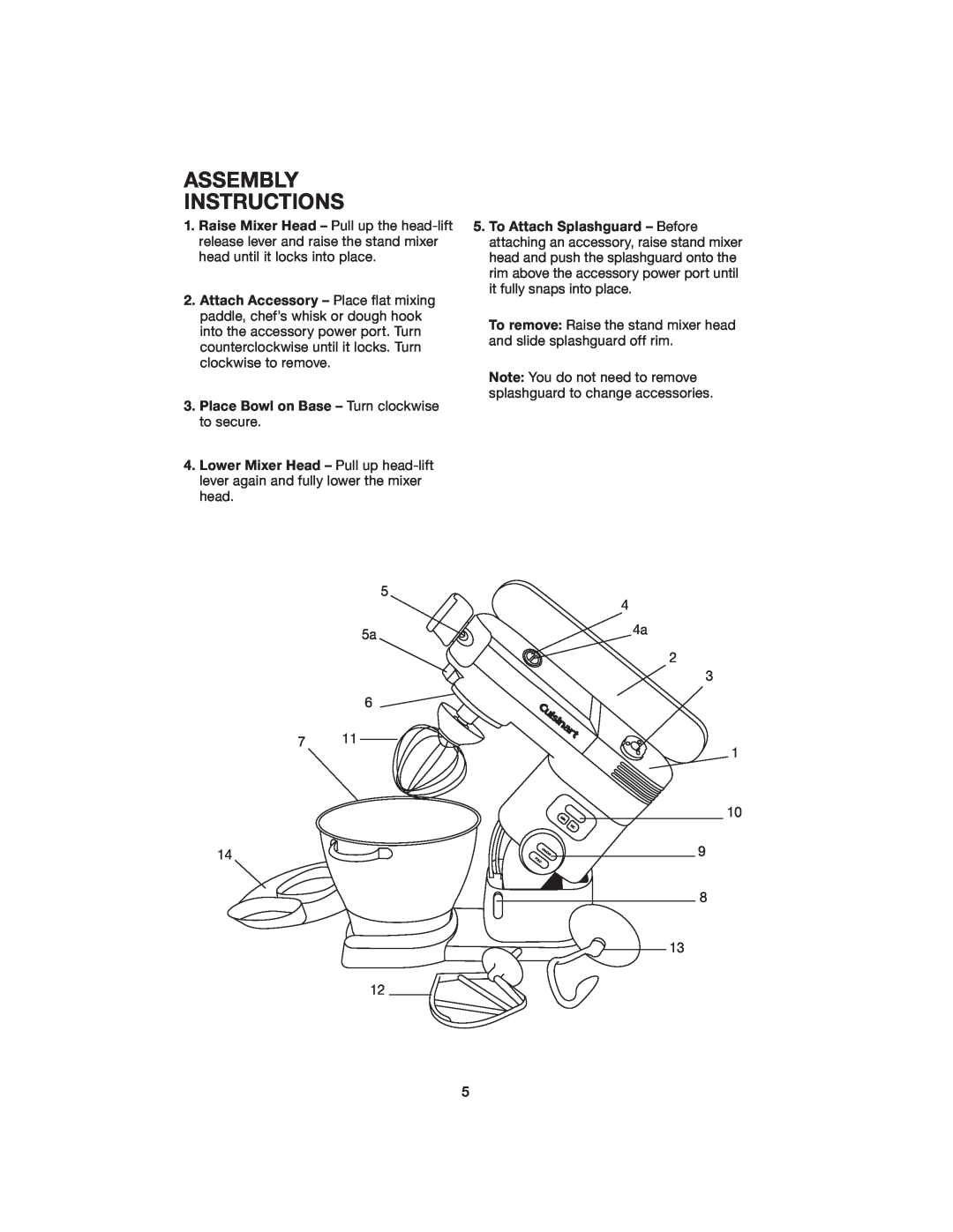 Cuisinart SM-55BK manual Assembly Instructions 