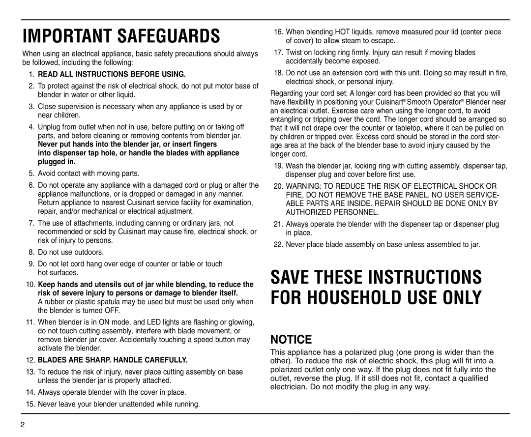 Cuisinart SMO-56 manual Important Safeguards, Avoid contact with moving parts 