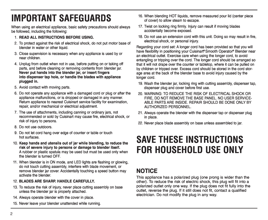 Cuisinart SMO-56 Important Safeguards, Save These Instructions For Household Use Only, Read All Instructions Before Using 