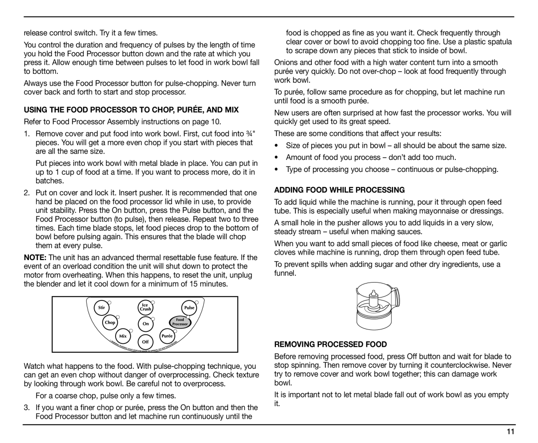 Cuisinart BFP-703, SMT0025IB-1-1, IB-9570 manual Using the Food Processor to CHOP, PURÉE, and MIX 