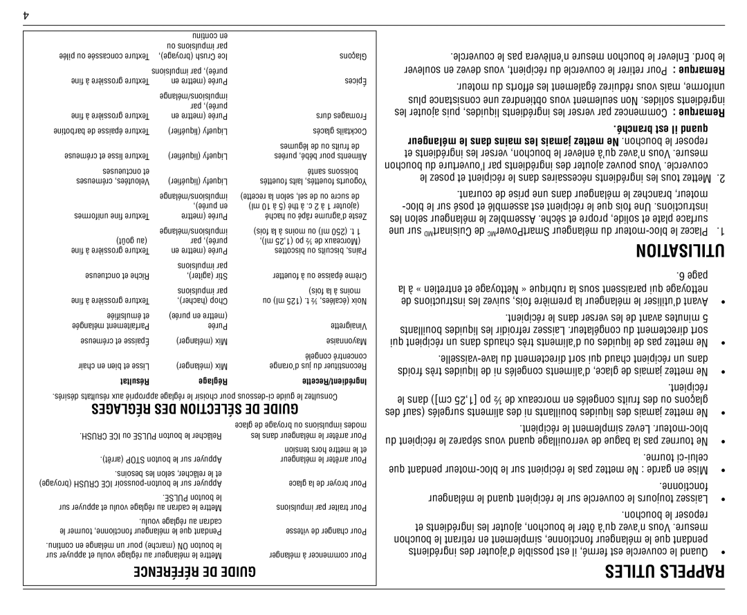 Cuisinart SPB-6C manual Utilisation, Récipient, Fonctionne, Moteur du efforts les également réduirez vous mais uniforme 