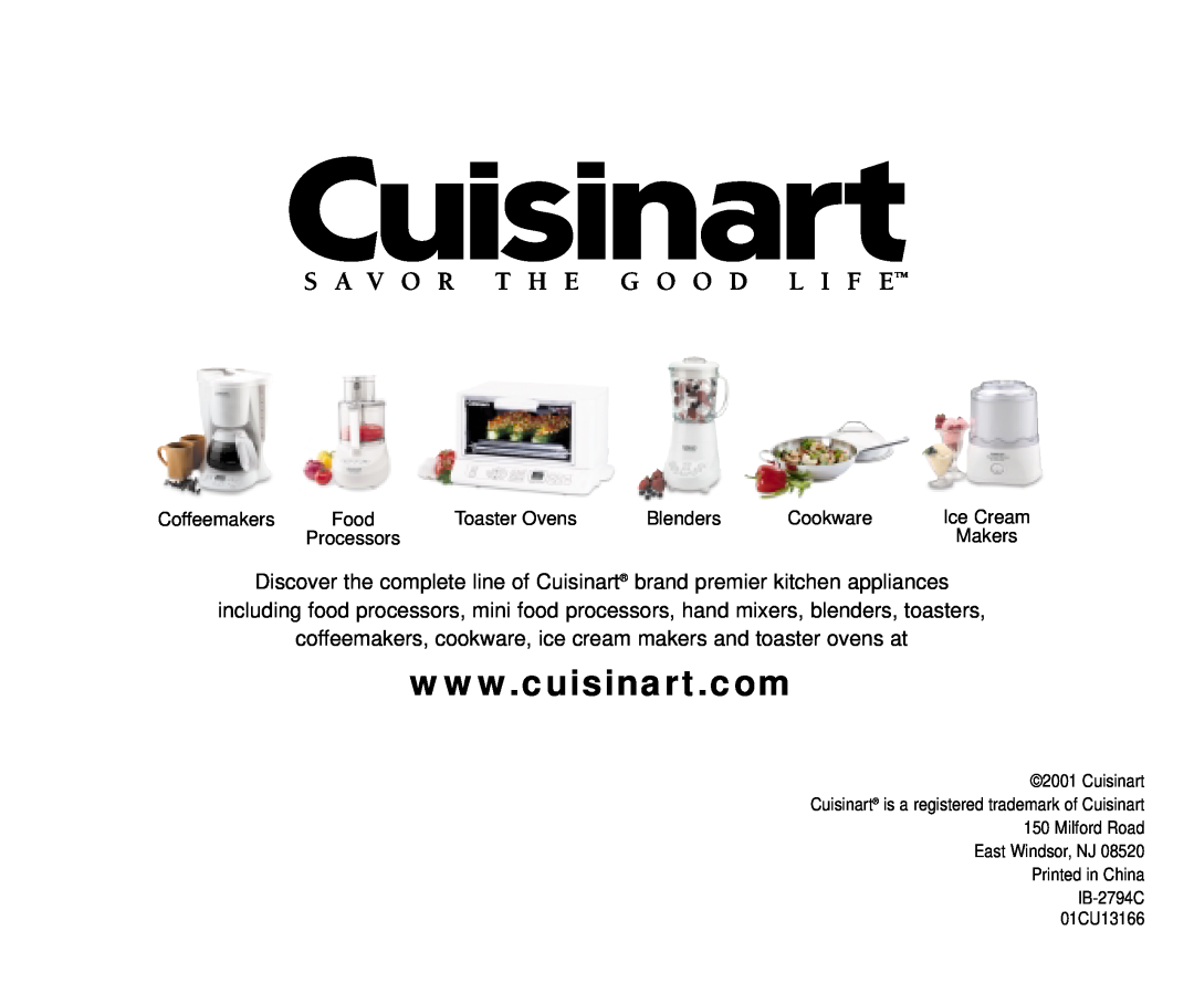 Cuisinart SPB-7 manual coffeemakers, cookware, ice cream makers and toaster ovens at 