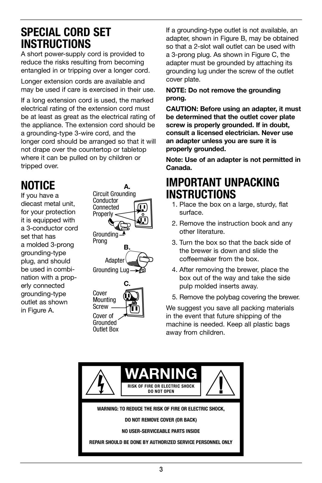 Cuisinart SS-300 manual Special Cord SET Instructions 