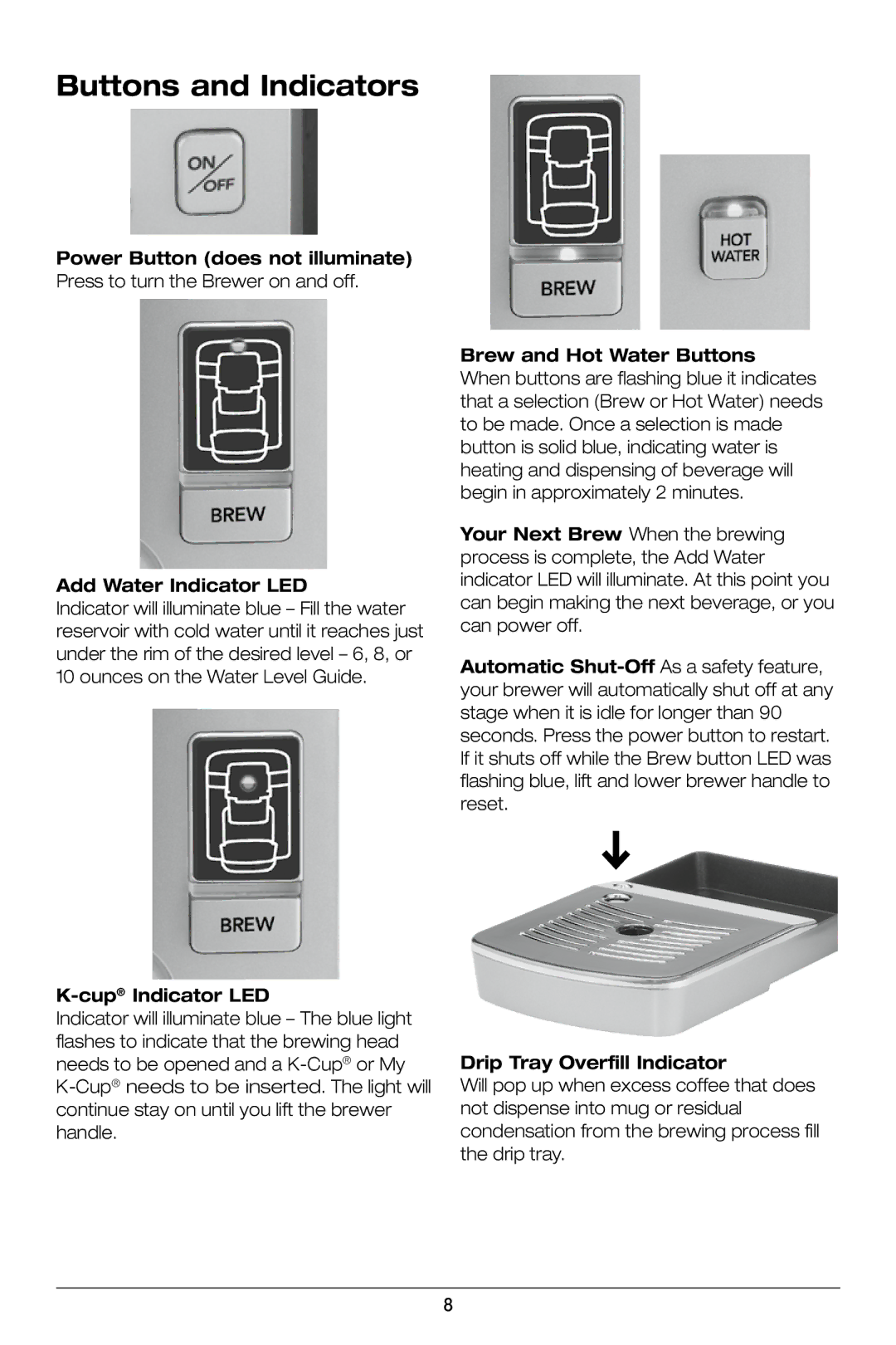 Cuisinart SS-300 manual Buttons and Indicators, CupIndicator LED 