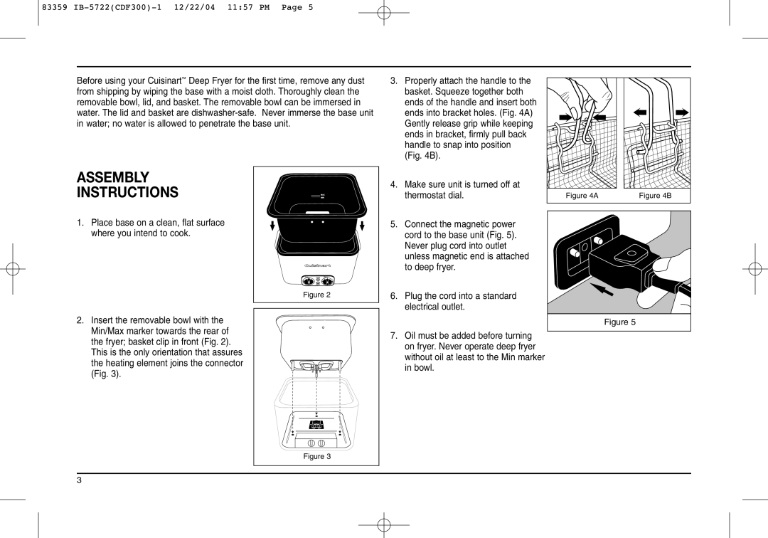 Cuisinart Starlite Electronic Pre-Press System, 83359IBB manual Assembly Instructions, Handle to snap into position 