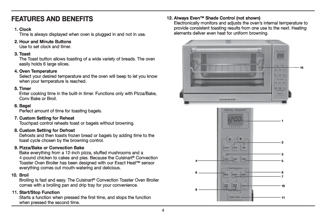 Cuisinart TOB-130, Delux Convection Toaster Oven Broiler manual Features And Benefits 