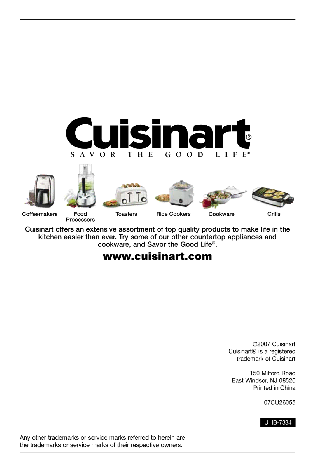 Cuisinart TOB-195 Series manual IB-7334 