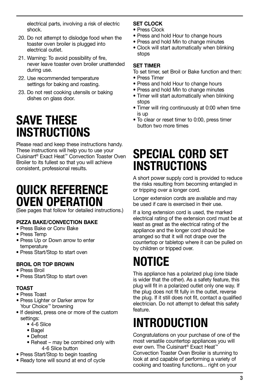 Cuisinart TOB-195 Series manual Save These Instructions 