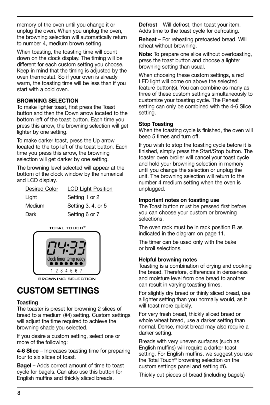 Cuisinart TOB-195 Series manual Stop Toasting, Important notes on toasting use, Helpful browning notes 