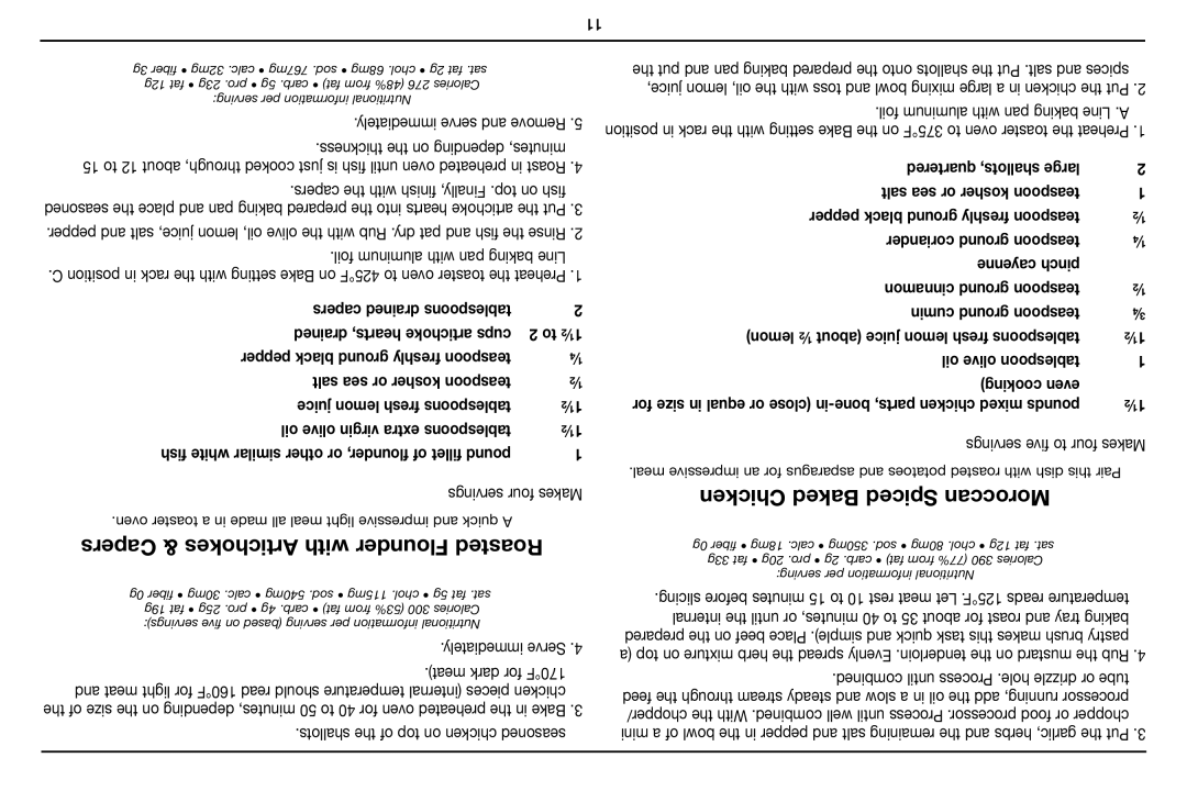 Cuisinart TOB-40 manual Capers & rtichokesa with lounderfRoasted, Foil aluminum with pan baking LineA 