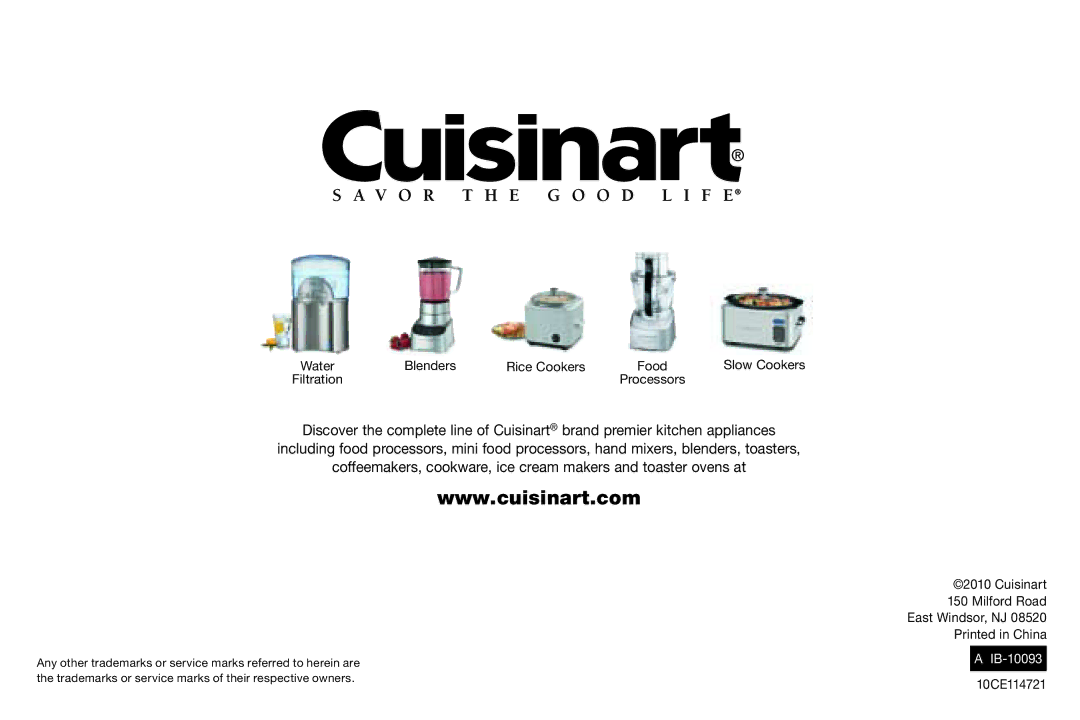 Cuisinart TOB-40 manual IB-10093 