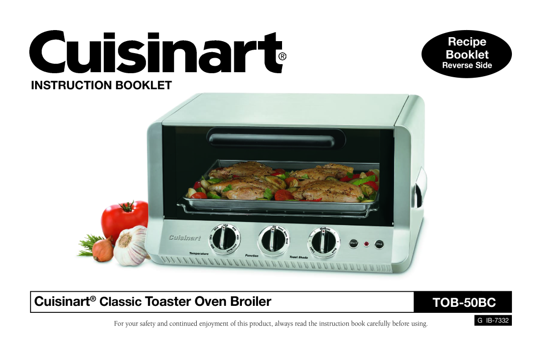Cuisinart TOB-50BC manual Instruction Booklet, Cuisinart Classic Toaster Oven Broiler, Recipe Booklet, Reverse Side 