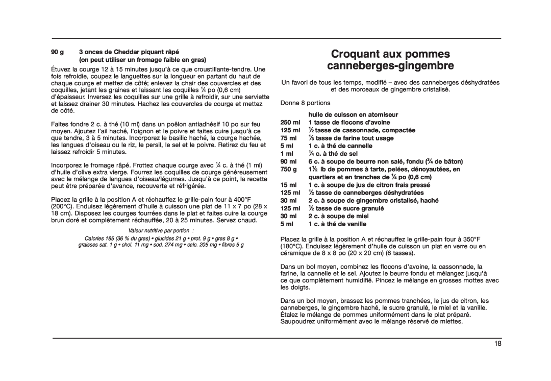 Cuisinart TOB-50BCC manual Croquant aux pommes canneberges-gingembre 
