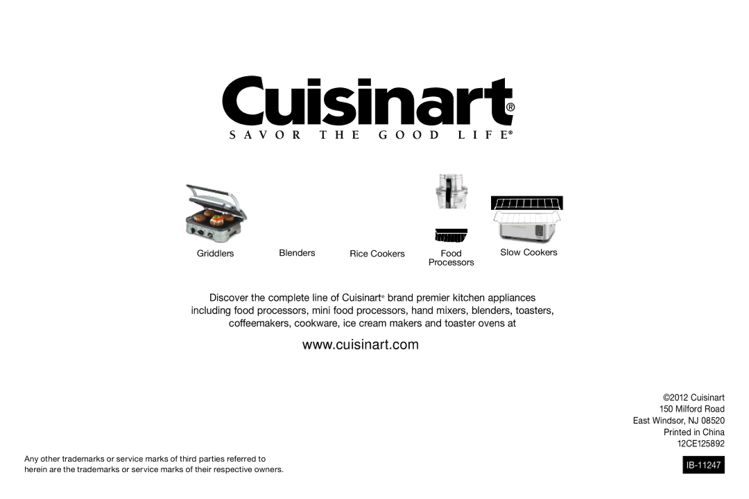 Cuisinart TOB-80 manual IB-11247 