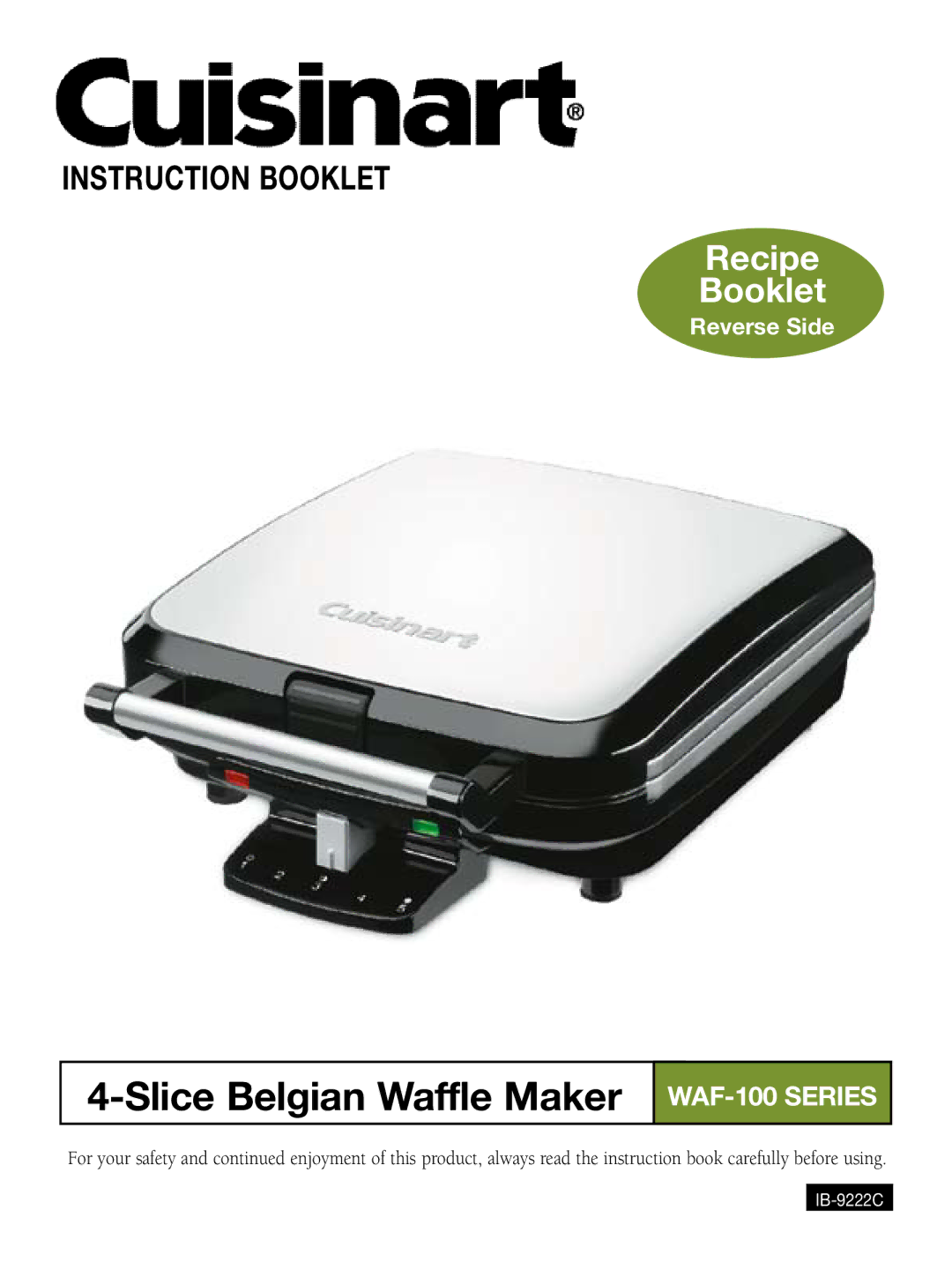 Cuisinart WAF-100 manual Slice Belgian Waffle Maker 