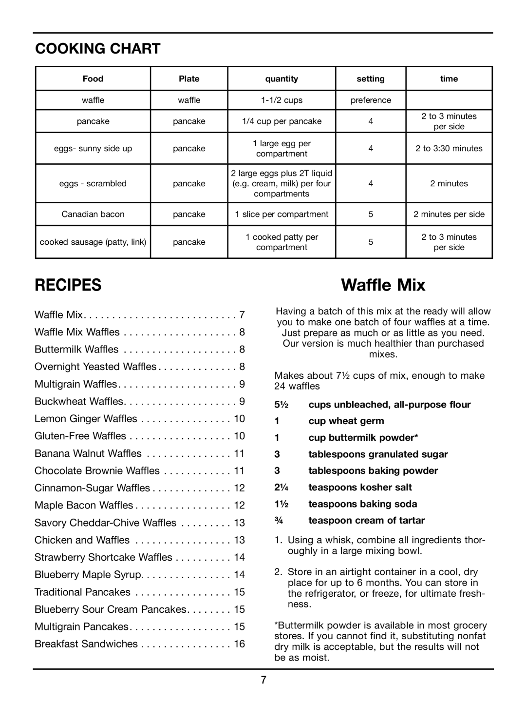 Cuisinart WAF-300 manual Recipes, Waffle Mix 