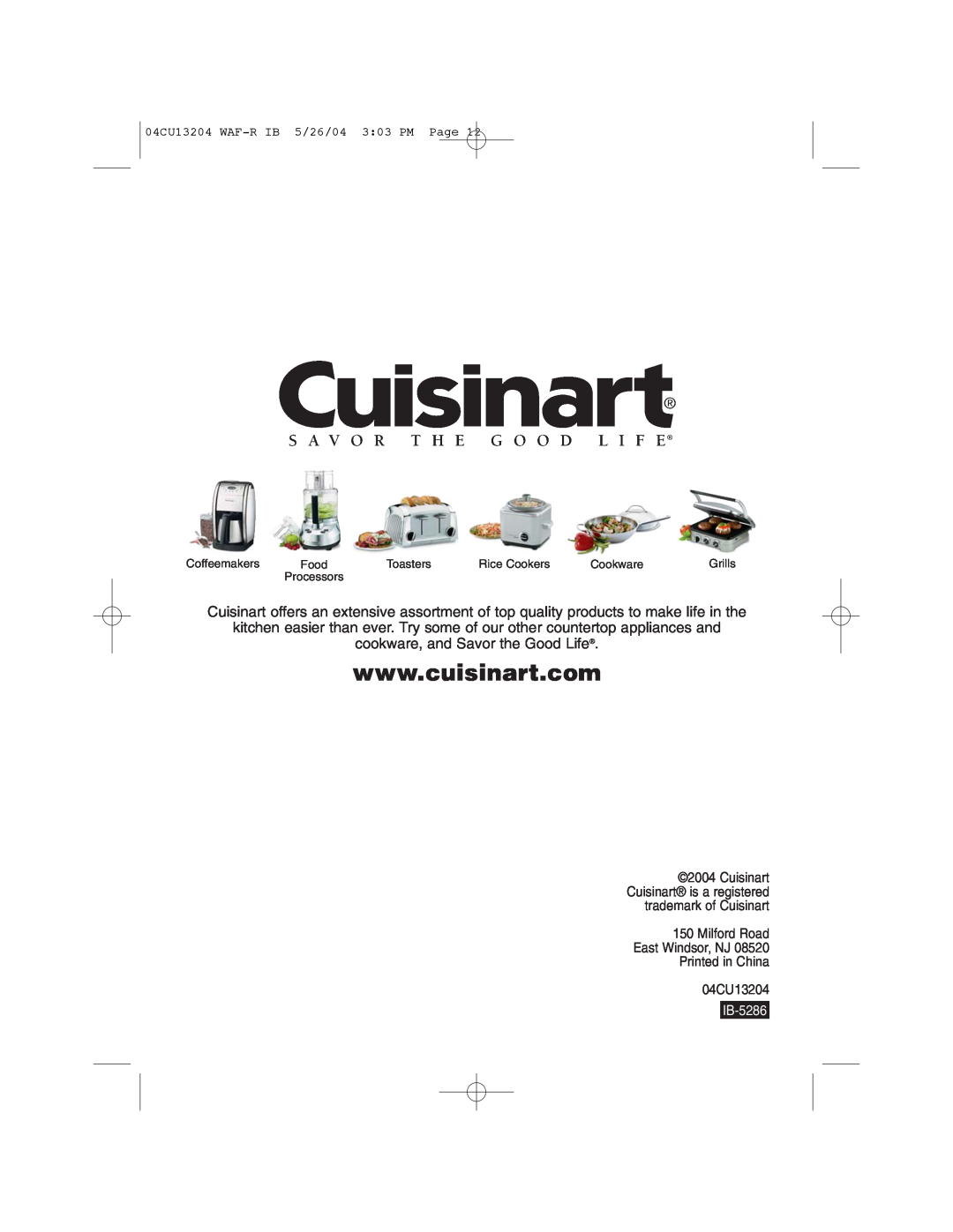 Cuisinart WAF-R manual 