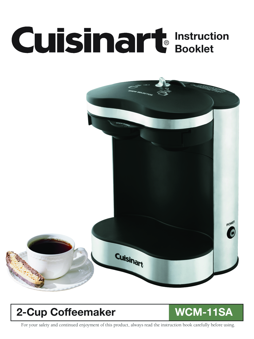 Cuisinart WCM-11SA manual Instruction Booklet, Cup Coffeemaker 