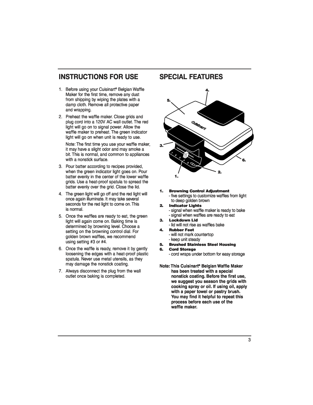 Cuisinart WMB-2A manual Instructions For Use, Special Features 