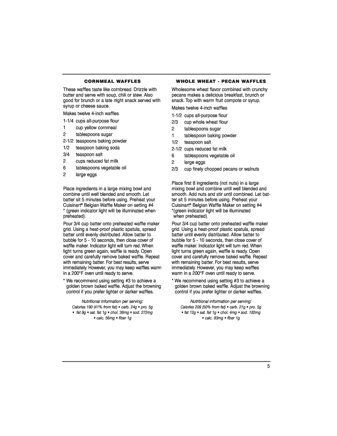 Cuisinart WMB-2A manual Makes twelve 4-inchwaffles 