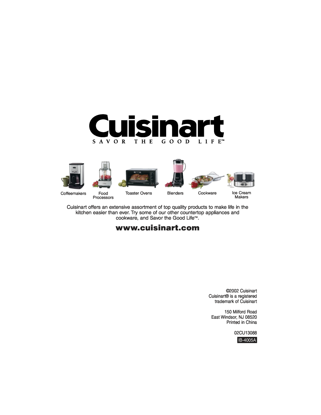 Cuisinart WMB-2A manual 